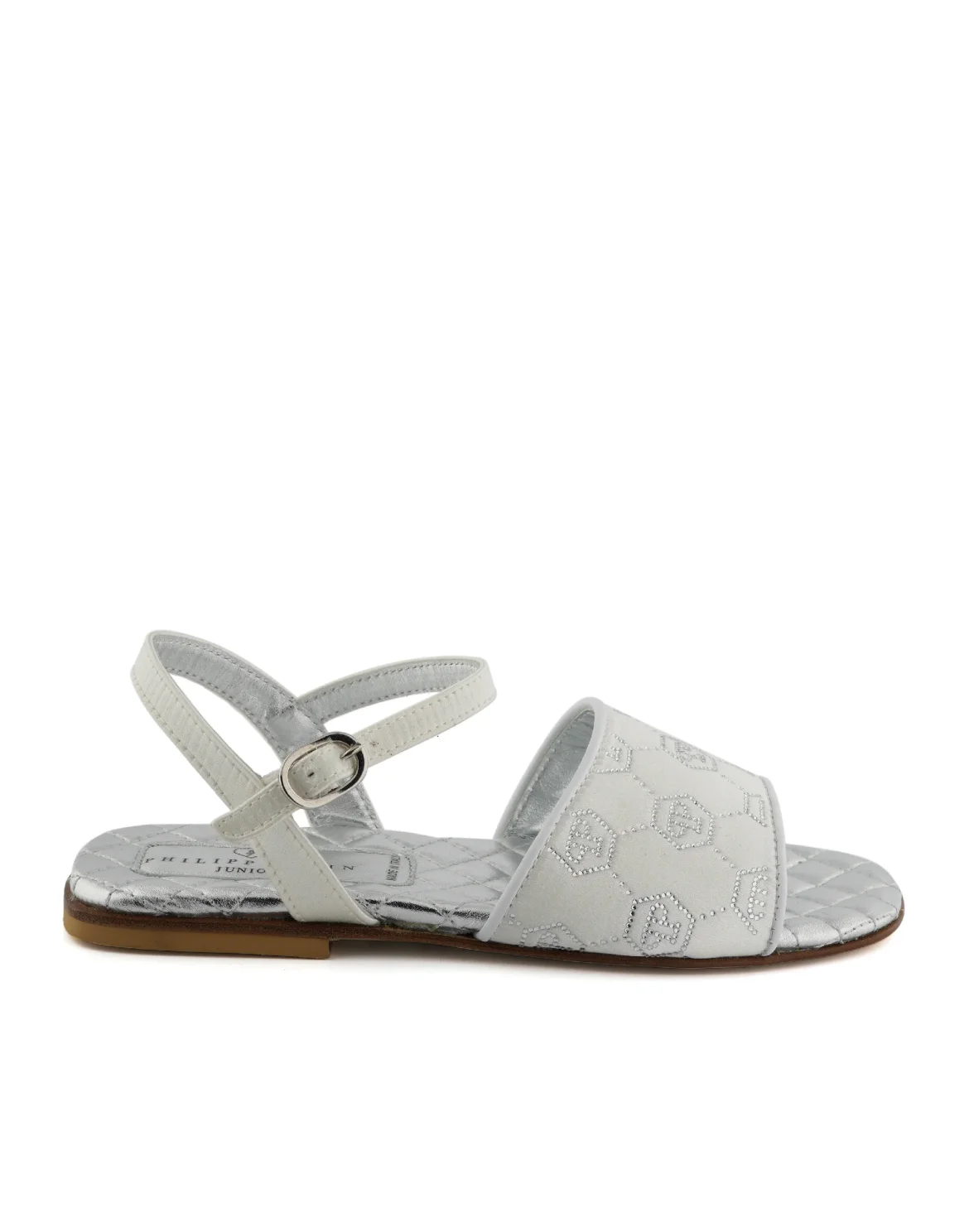 Satin Flat Sandals Monogram Strass, цвет: Белый