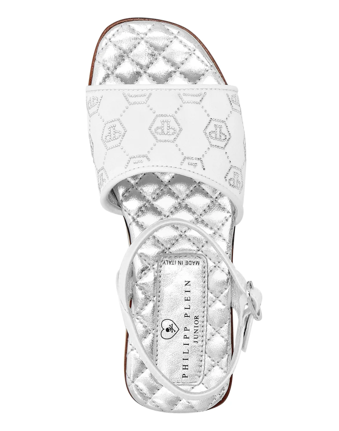 Satin Flat Sandals Monogram Strass, цвет: Белый