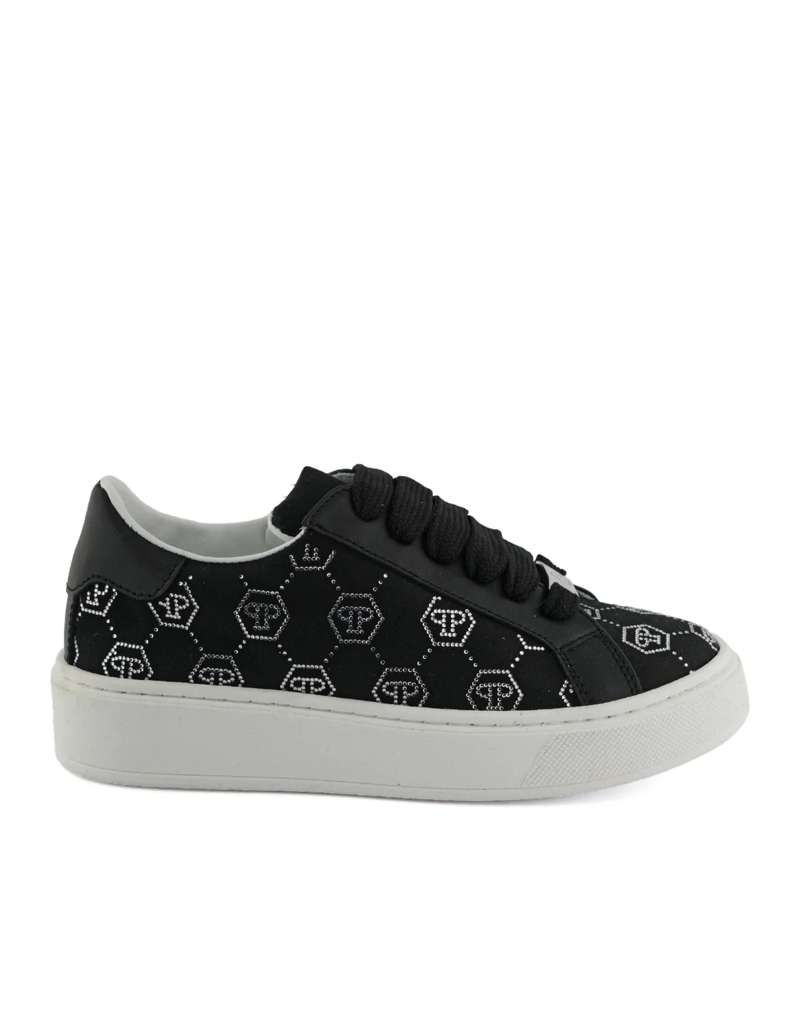 Satin Lo-Top Sneakers Monogram Strass, цвет: Черный