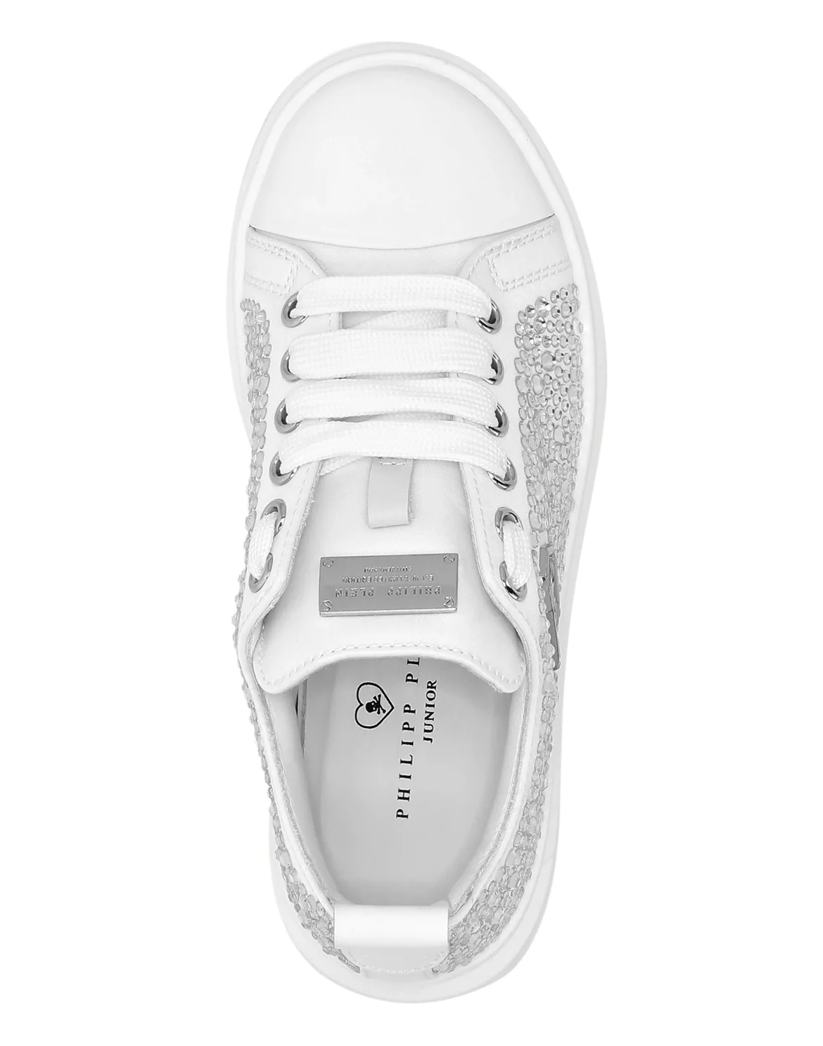 Satin Lo-Top Sneakers Strass Hexagon, цвет: Белый