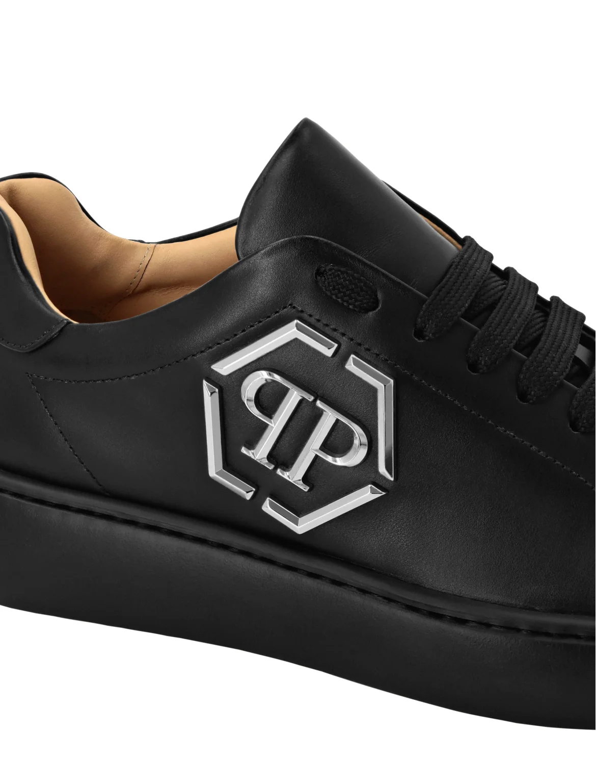 Leather Lo-Top Sneakers Hexagon, цвет: Черный