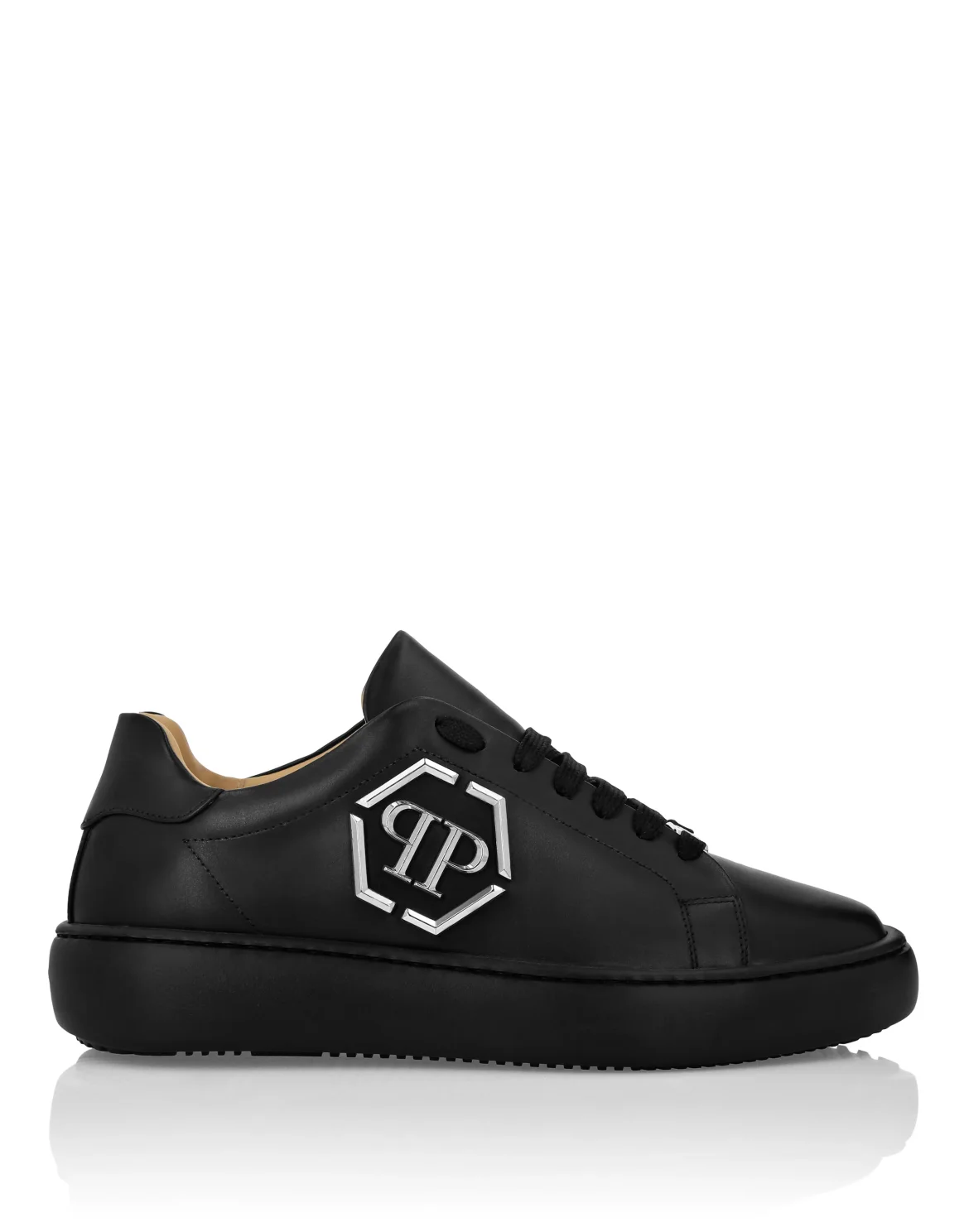 Leather Lo-Top Sneakers Hexagon, цвет: Черный