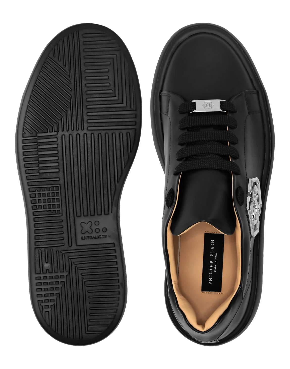 Leather Lo-Top Sneakers Hexagon, цвет: Черный