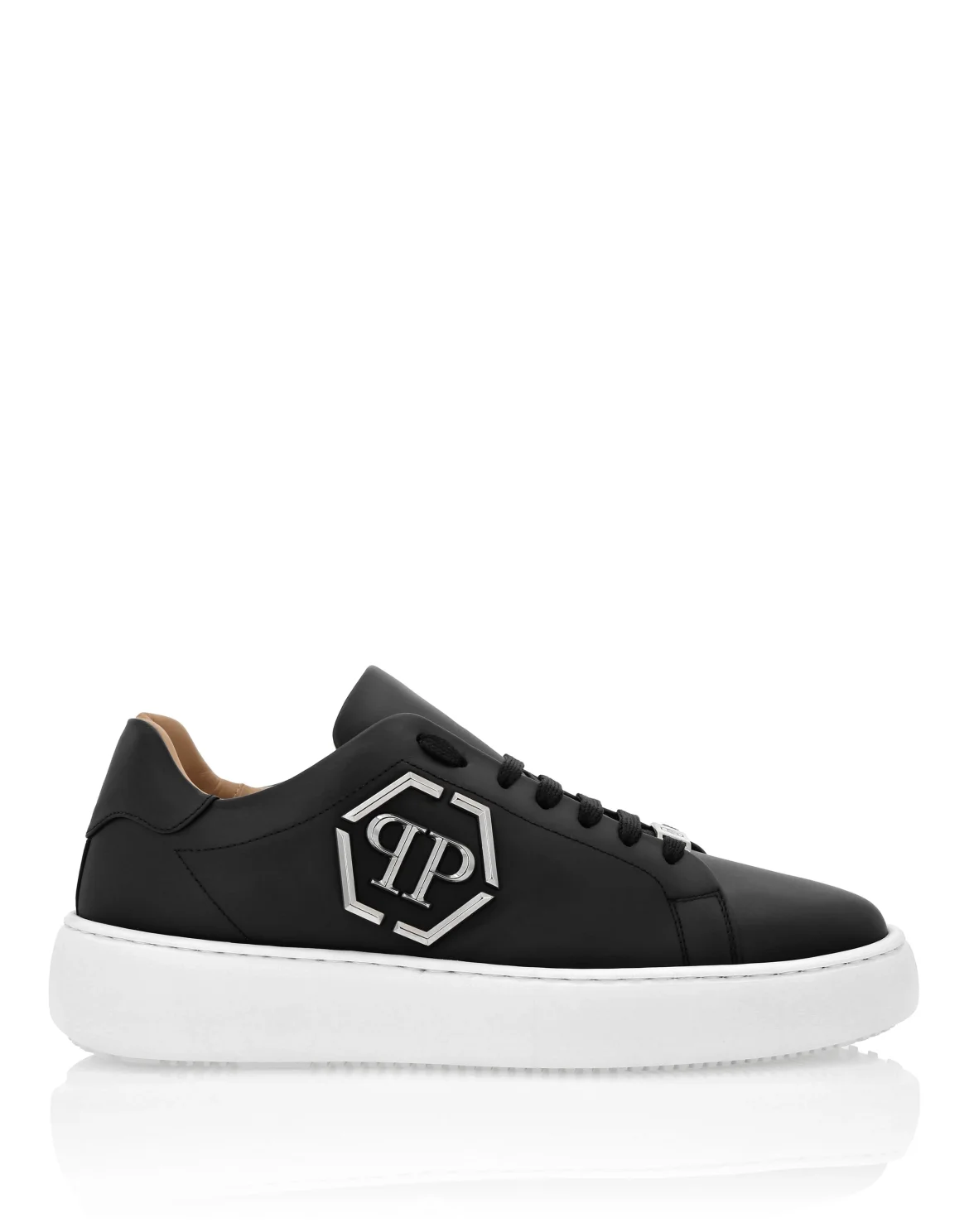 Leather Lo-Top Sneakers Hexagon, цвет: Черный