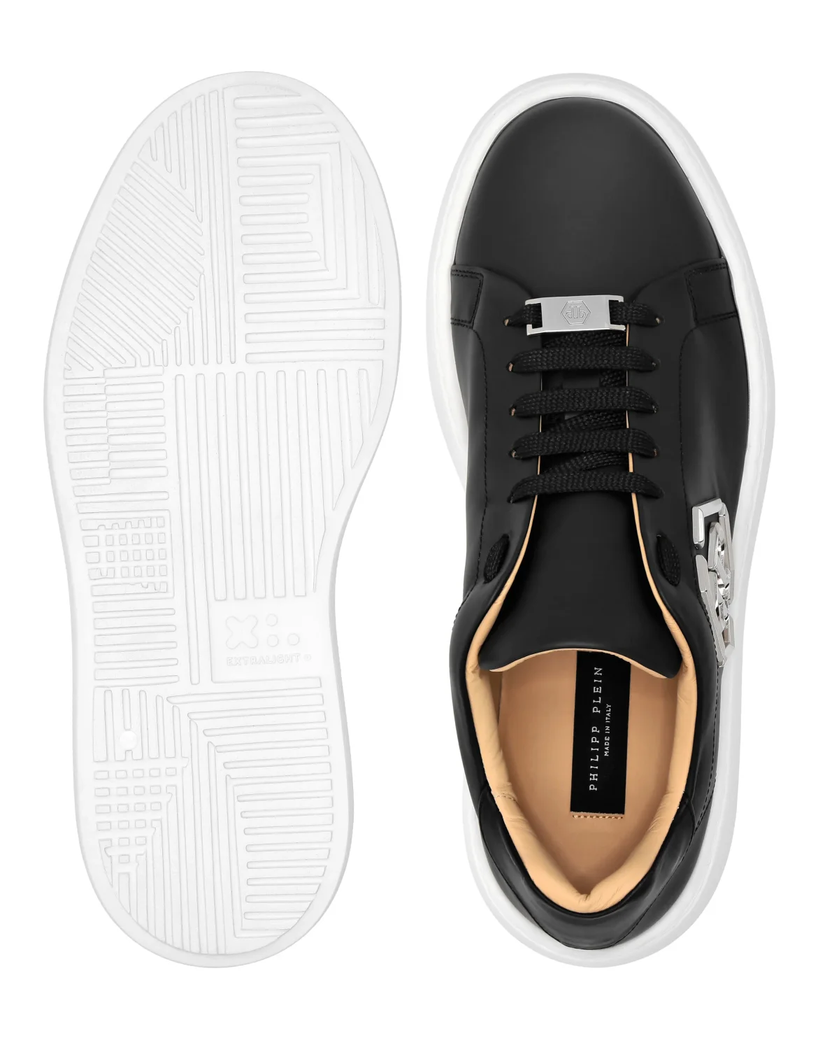 Leather Lo-Top Sneakers Hexagon, цвет: Черный