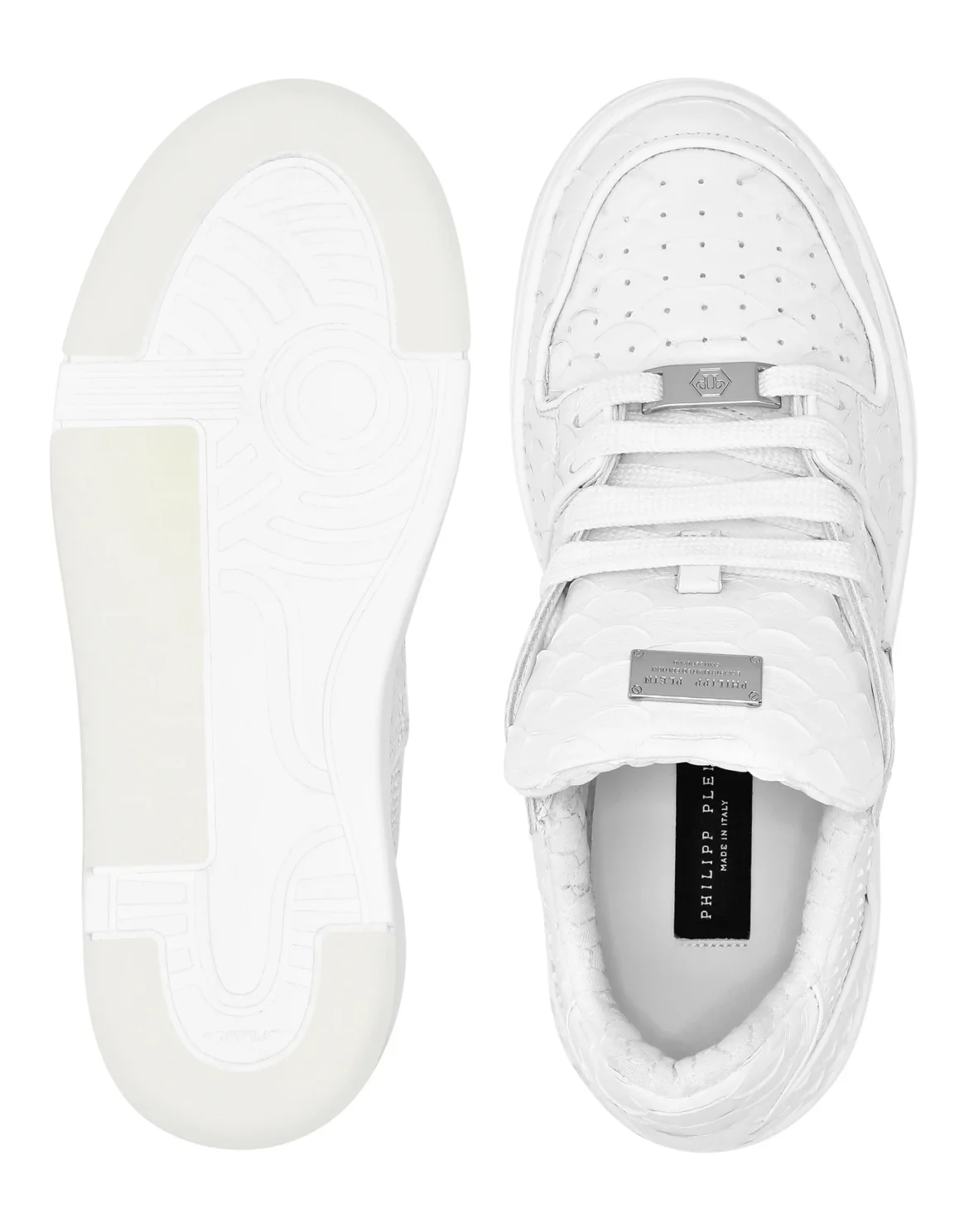 Python Leather Lo-Top Sneakers Hexagon, цвет: Белый