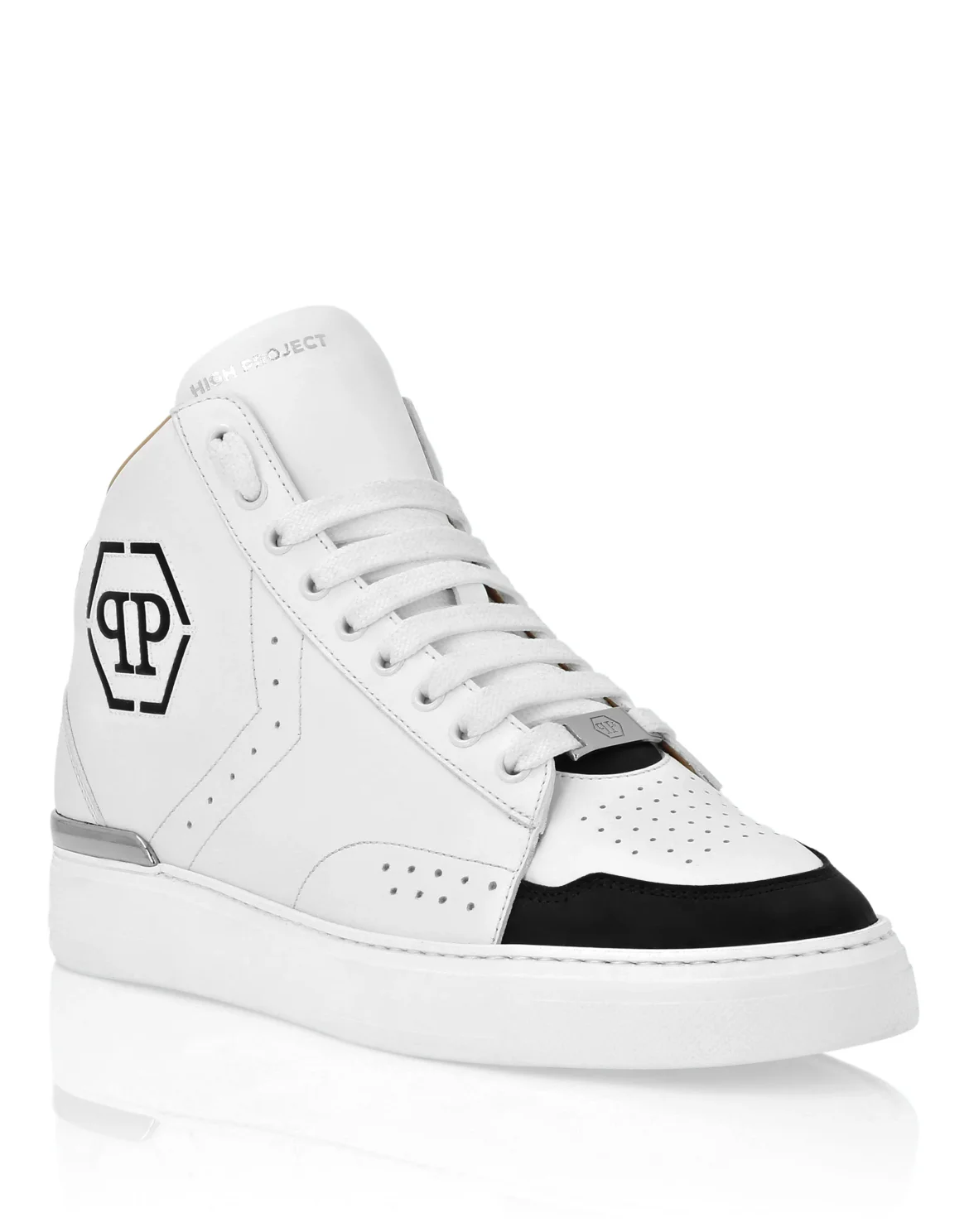 Leather Mid-Top Sneakers Hexagon, цвет: Черный