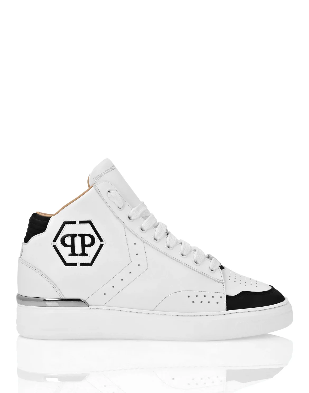 Leather Mid-Top Sneakers Hexagon, цвет: Черный