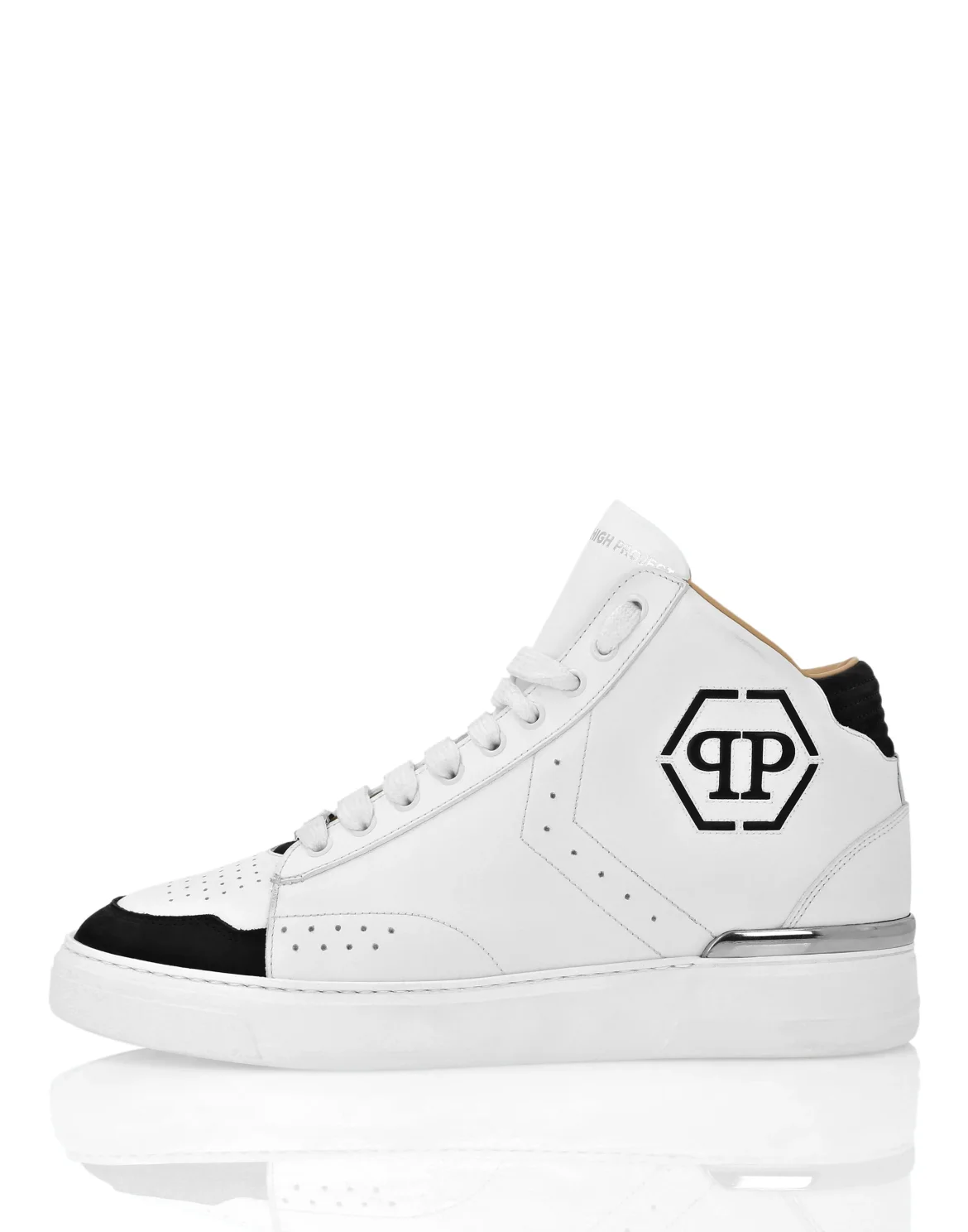 Leather Mid-Top Sneakers Hexagon, цвет: Черный