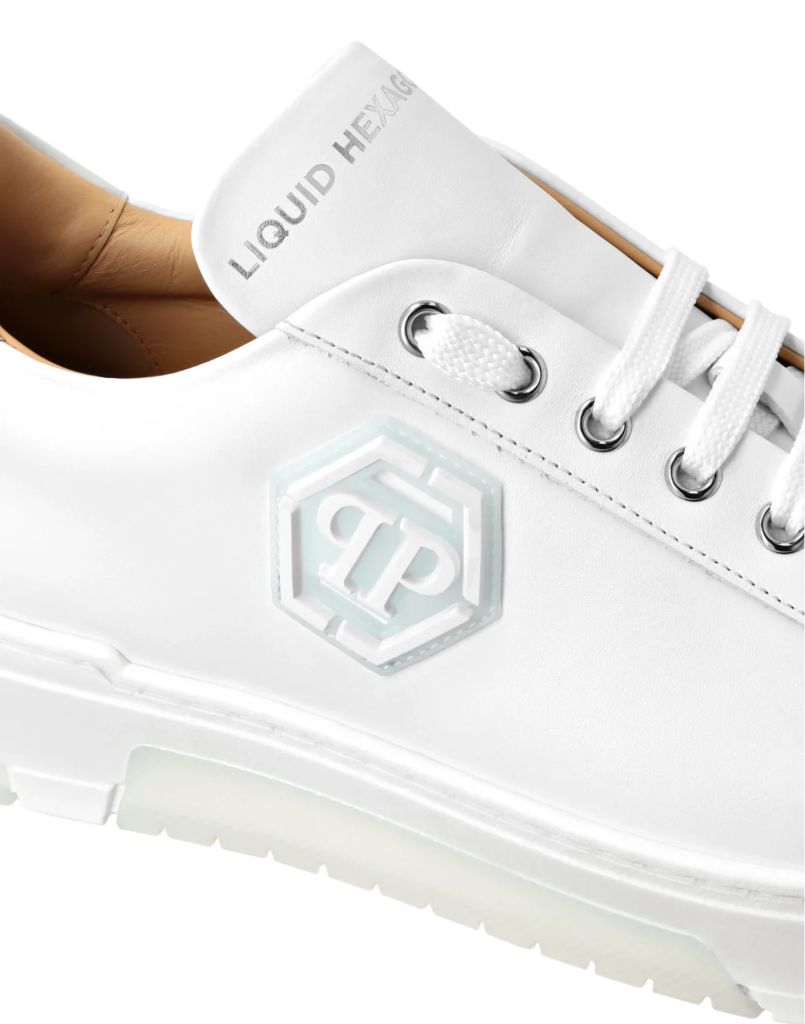 Leather Lo-Top Sneakers Hexagon, цвет: Белый