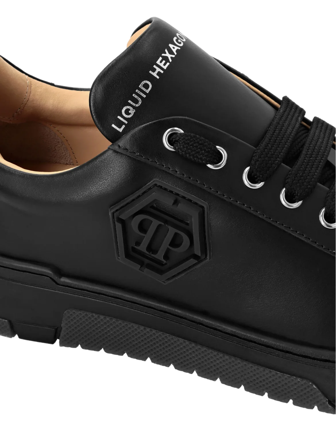 Leather Lo-Top Sneakers Hexagon, цвет: Черный