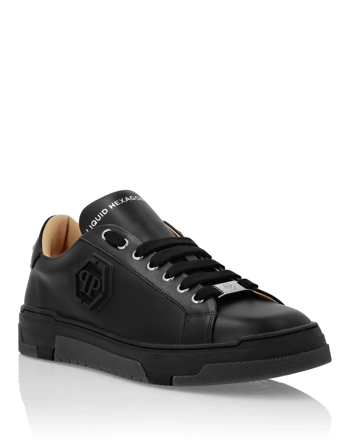 Leather Lo-Top Sneakers Hexagon, цвет: Черный