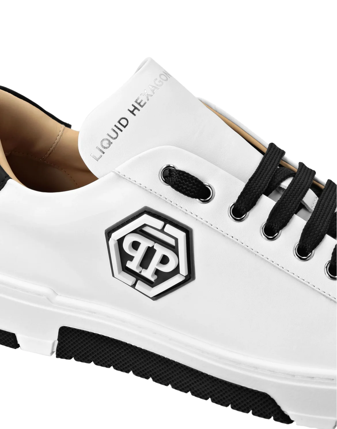Leather Lo-Top Sneakers Hexagon, цвет: Черный