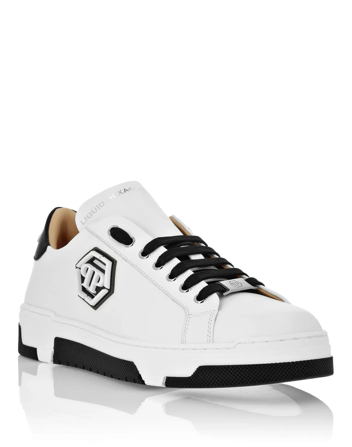 Leather Lo-Top Sneakers Hexagon, цвет: Черный
