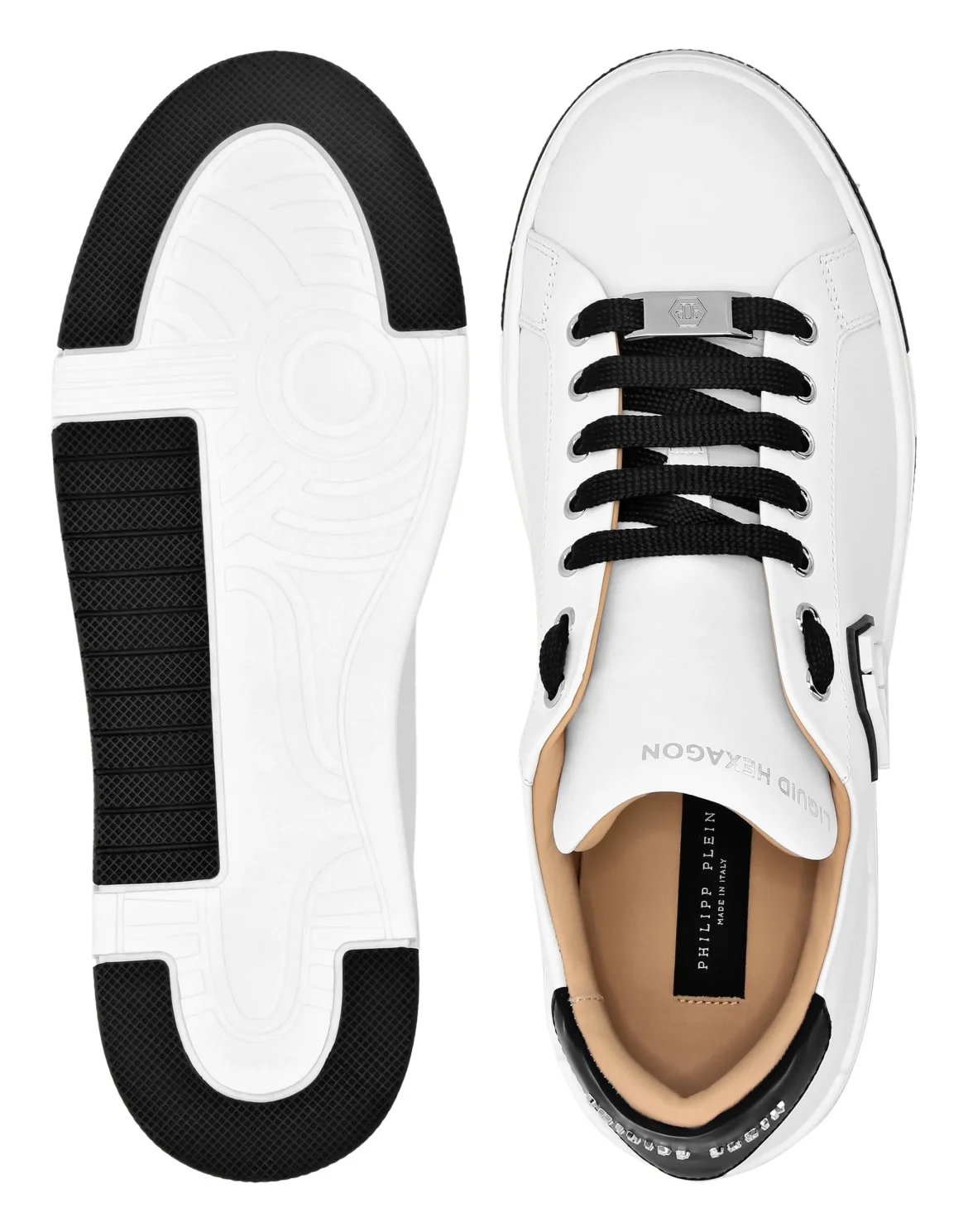 Leather Lo-Top Sneakers Hexagon, цвет: Черный