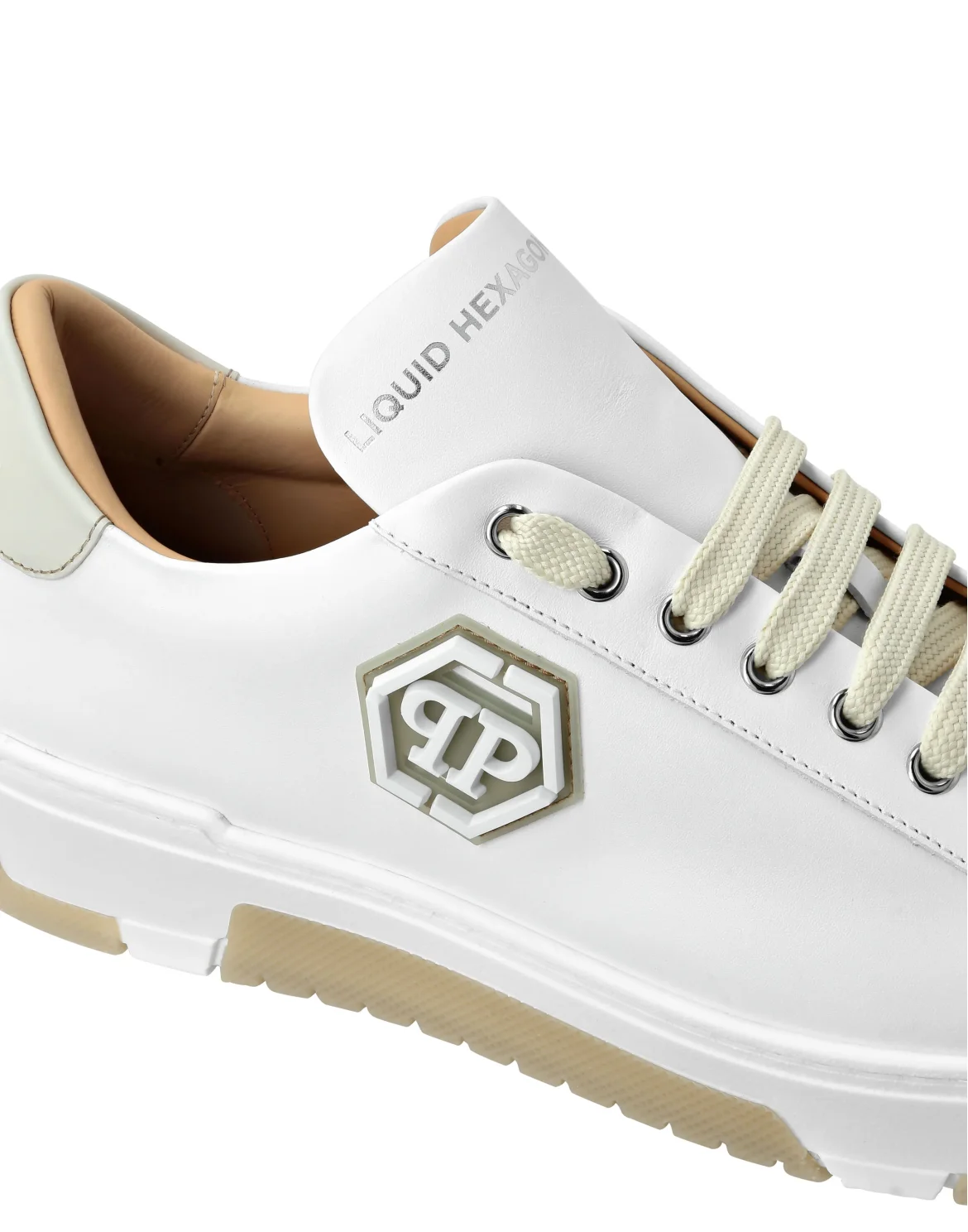 Leather Lo-Top Sneakers Hexagon, цвет: Бежевый