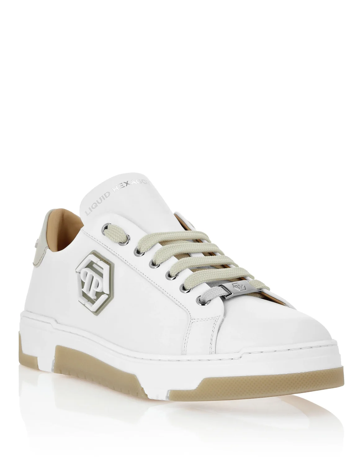 Leather Lo-Top Sneakers Hexagon, цвет: Бежевый