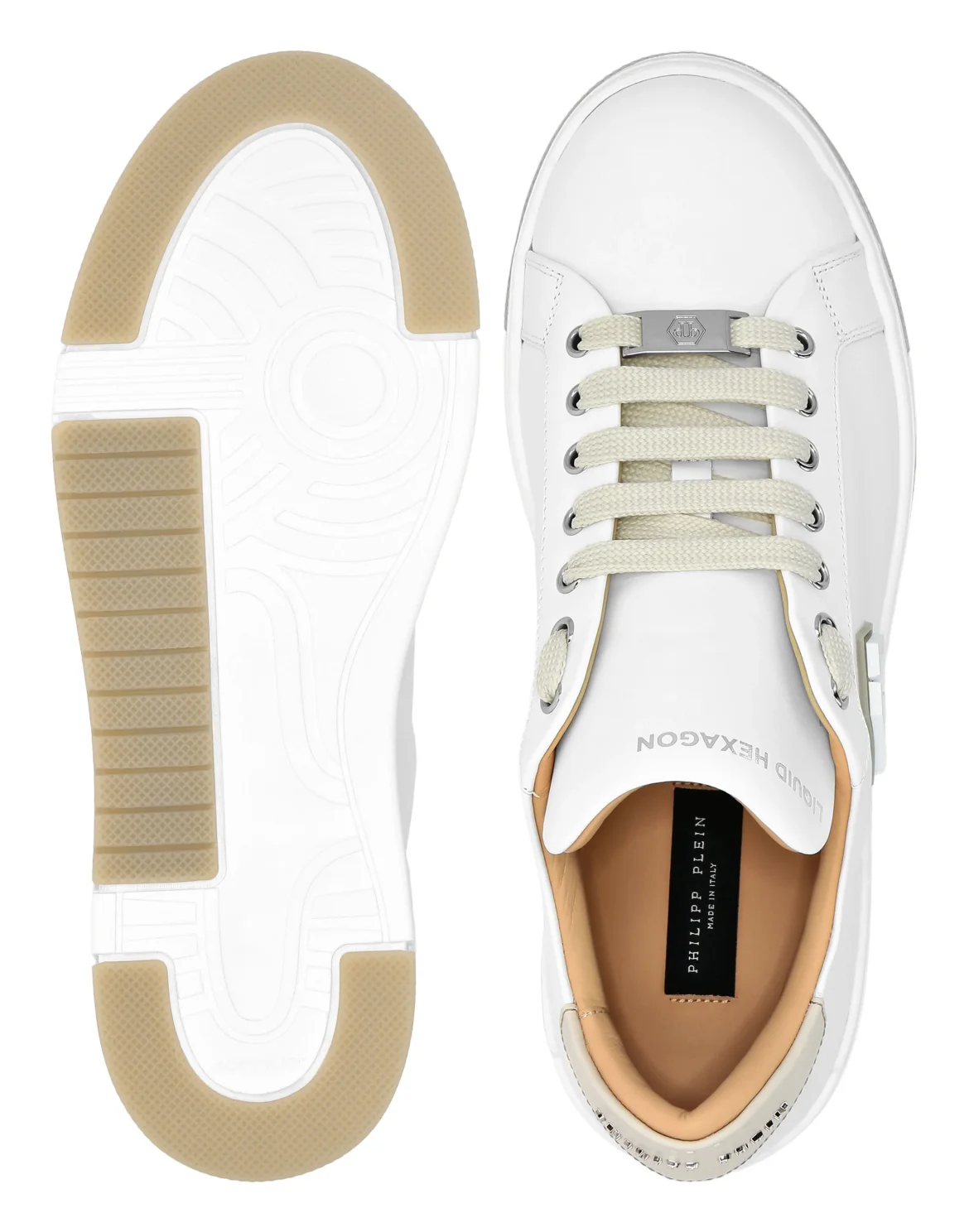 Leather Lo-Top Sneakers Hexagon, цвет: Бежевый