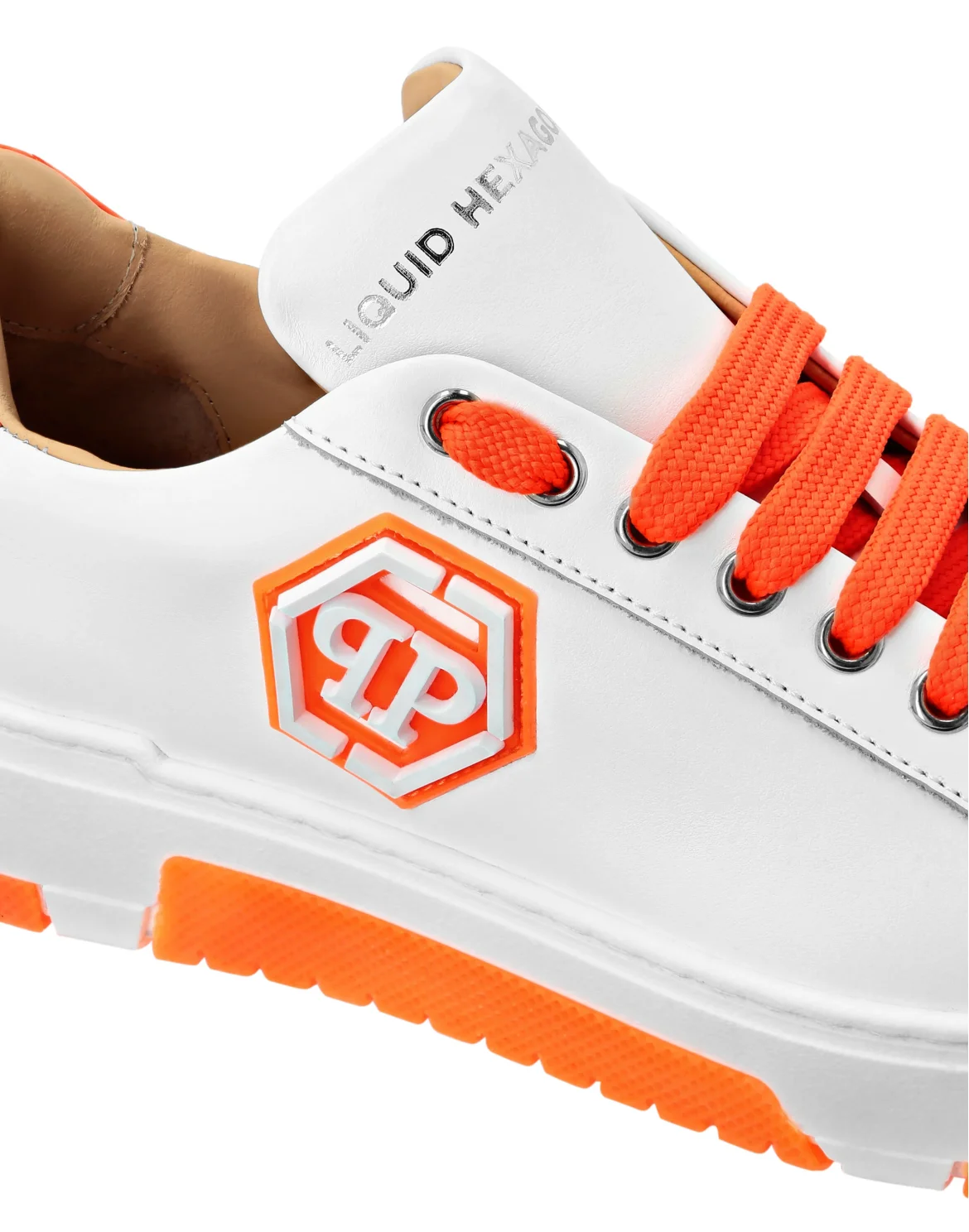 Leather Lo-Top Sneakers Hexagon, цвет: Оранжевый