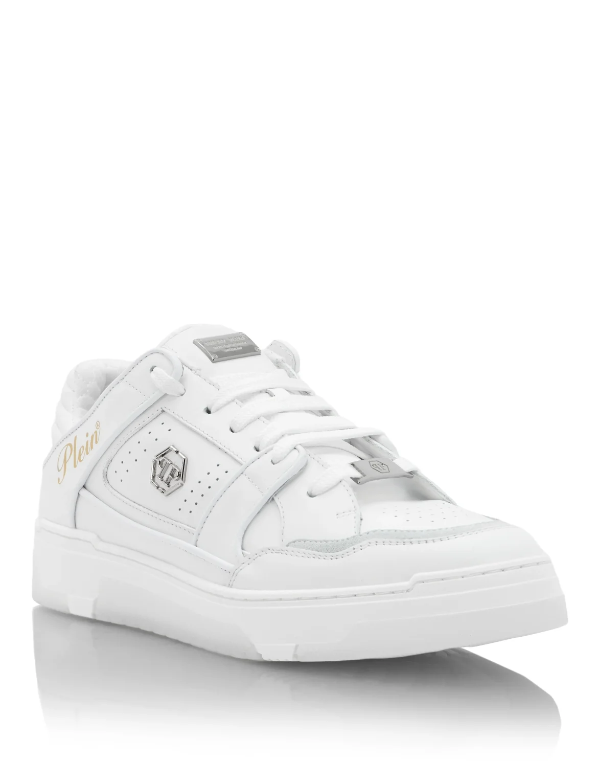 Mix Leather Lo-Top Sneakers Hexagon, цвет: Белый