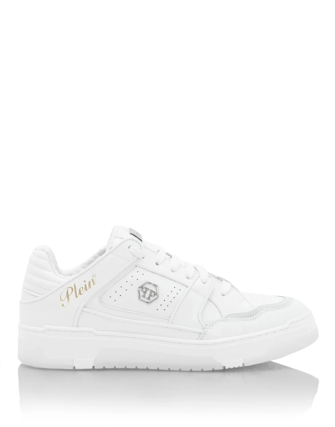 Mix Leather Lo-Top Sneakers Hexagon, цвет: Белый