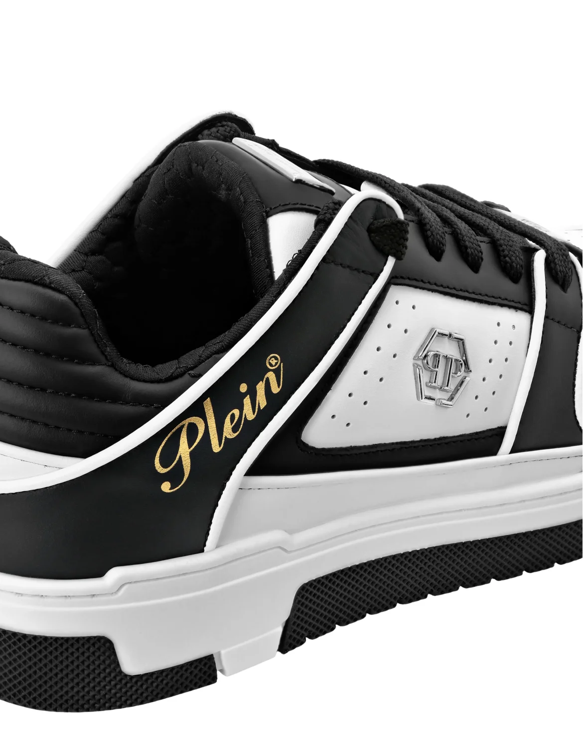 Mix Leather Lo-Top Sneakers Hexagon, цвет: Черный