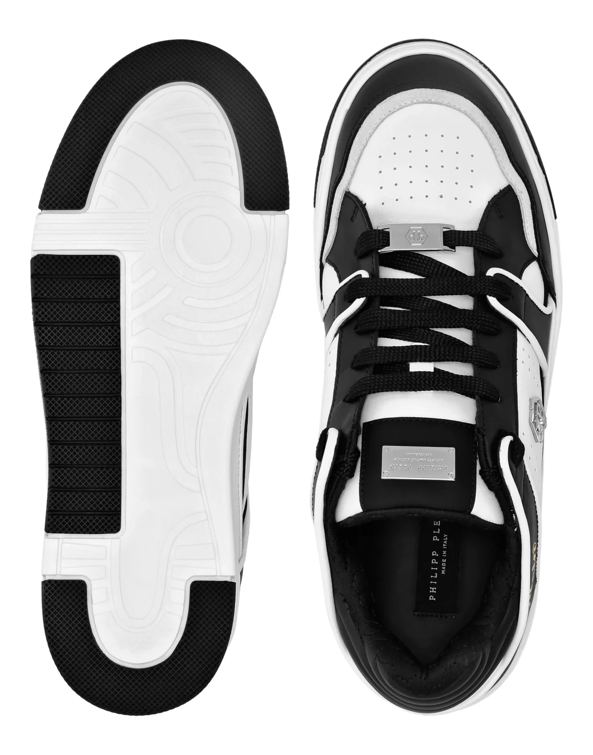 Mix Leather Lo-Top Sneakers Hexagon, цвет: Черный