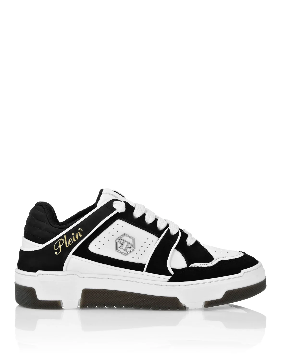 Mix Leather Lo-Top Sneakers Hexagon, цвет: Белый