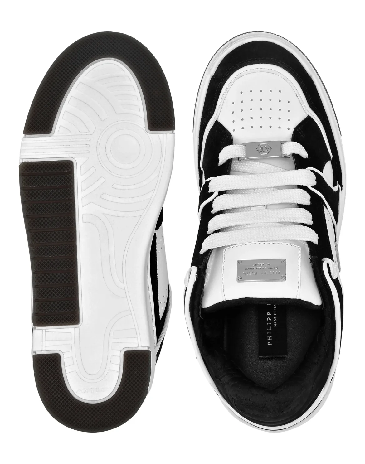 Mix Leather Lo-Top Sneakers Hexagon, цвет: Белый