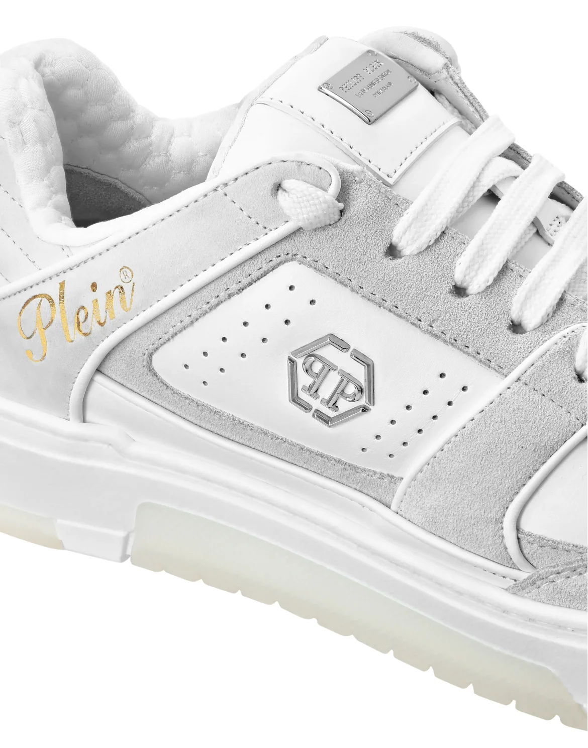 Mix Leather Lo-Top Sneakers Hexagon, цвет: Белый