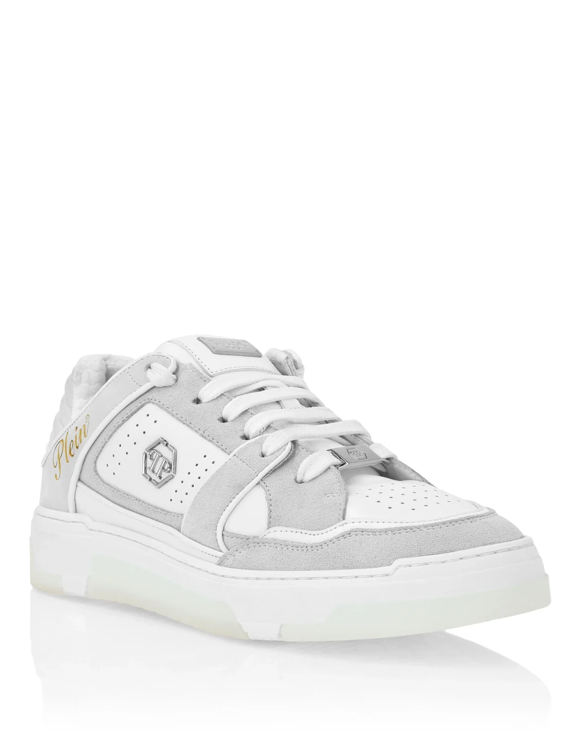 Mix Leather Lo-Top Sneakers Hexagon, цвет: Белый
