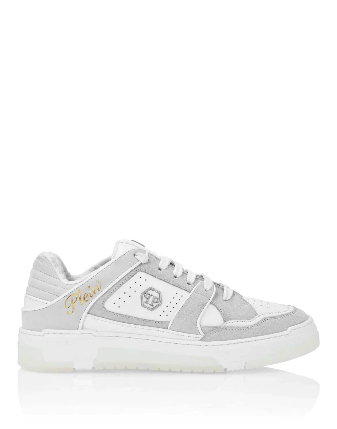 Mix Leather Lo-Top Sneakers Hexagon, цвет: Белый