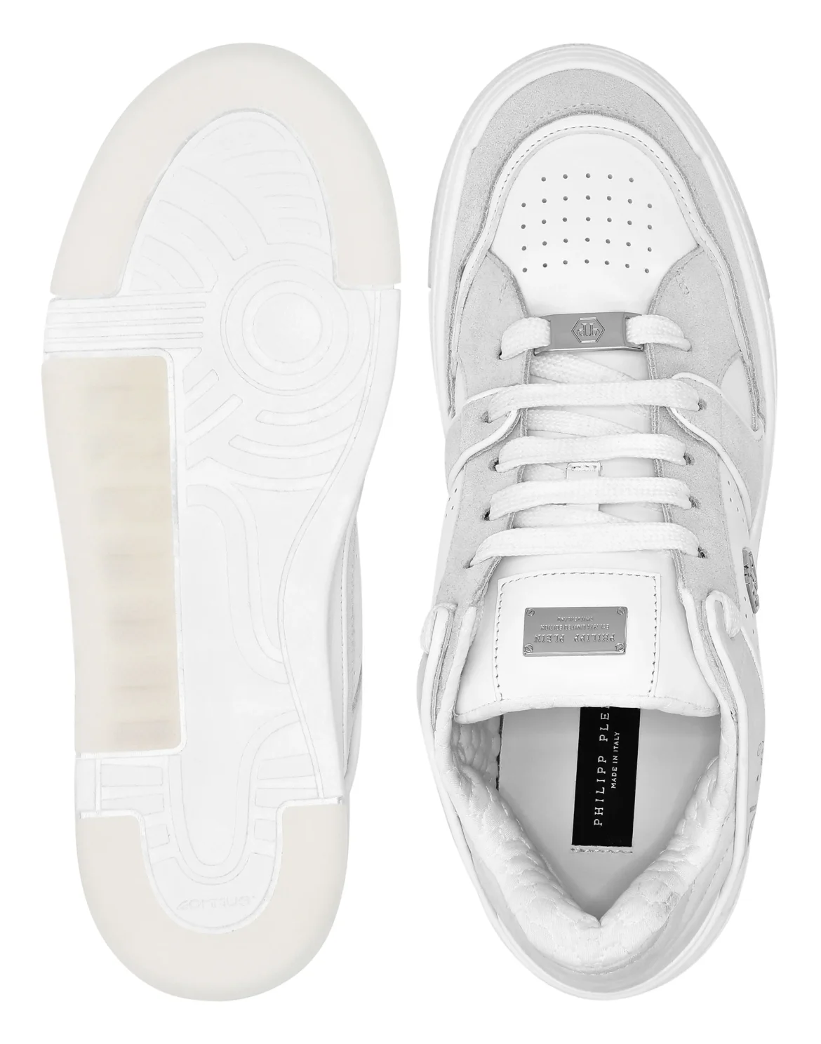 Mix Leather Lo-Top Sneakers Hexagon, цвет: Белый