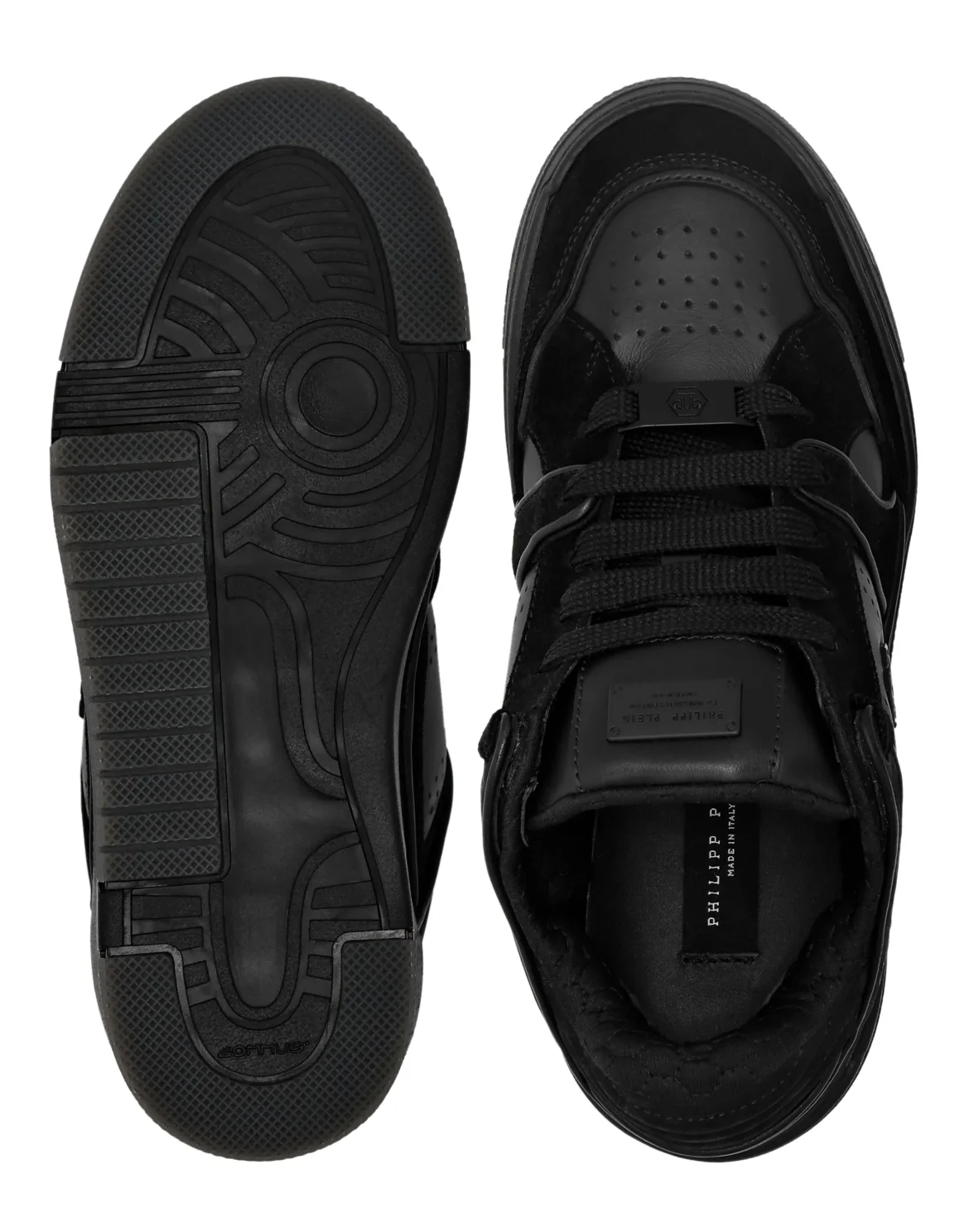 Mix Leather Lo-Top Sneakers Hexagon, цвет: Черный