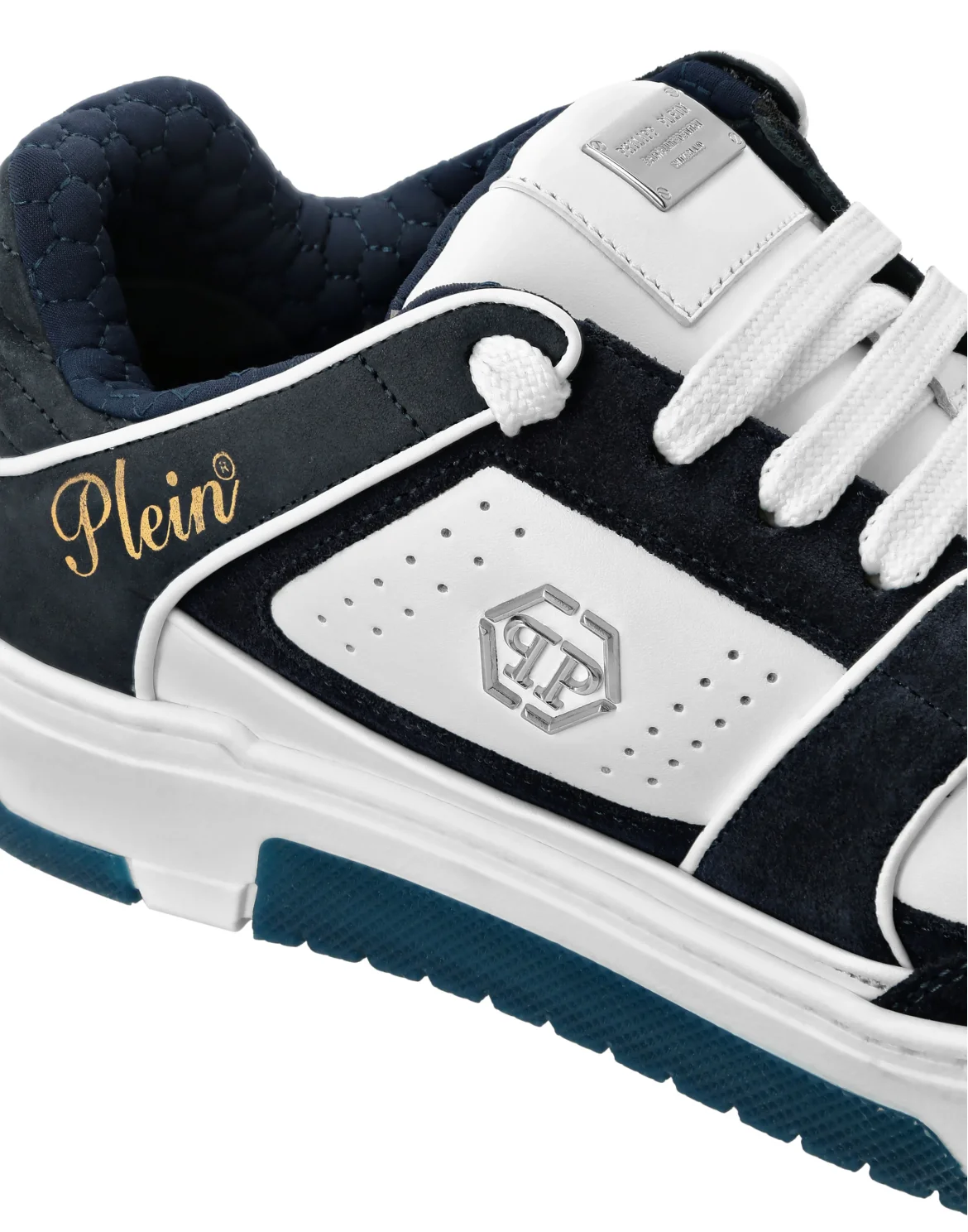 Mix Leather Lo-Top Sneakers Hexagon, цвет: Синий