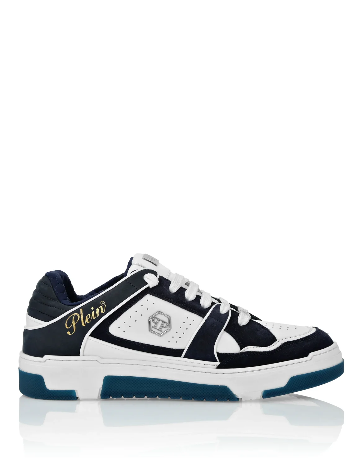 Mix Leather Lo-Top Sneakers Hexagon, цвет: Синий
