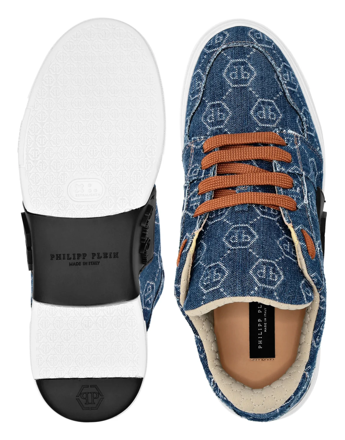 Denim Lo-Top Sneakers Monogram, цвет: Синий