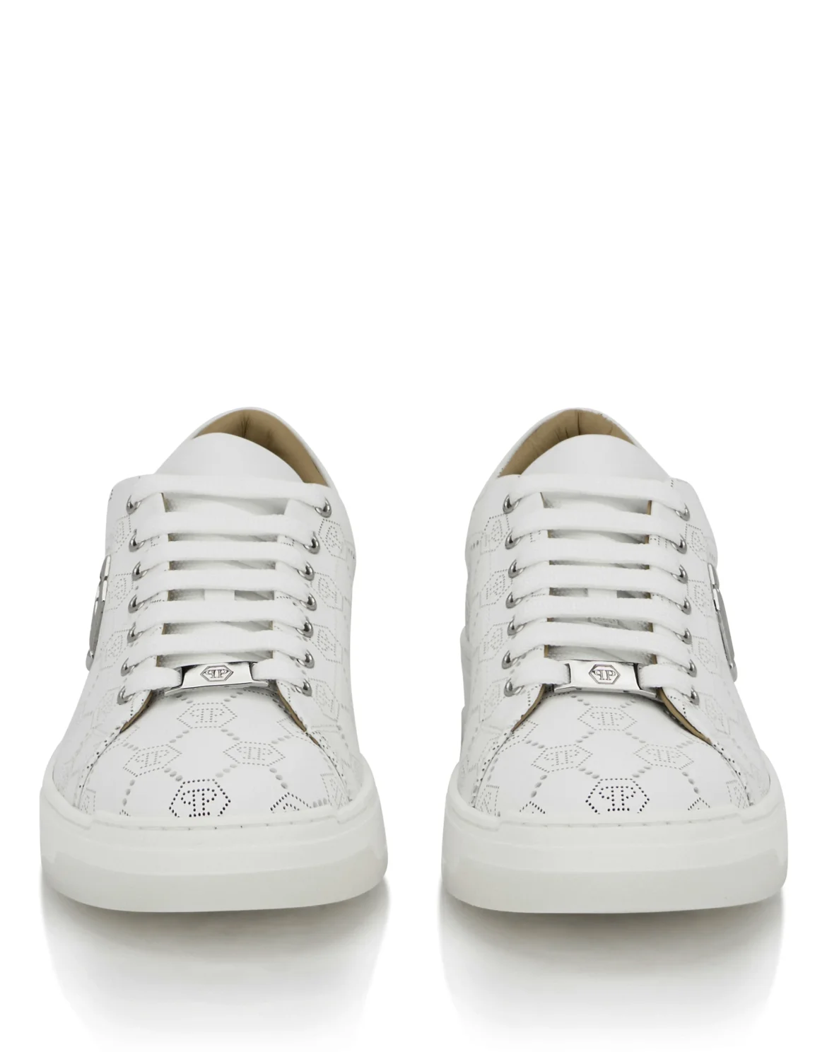 Low Top Leather Skeakers Matte Monogram, цвет: Белый