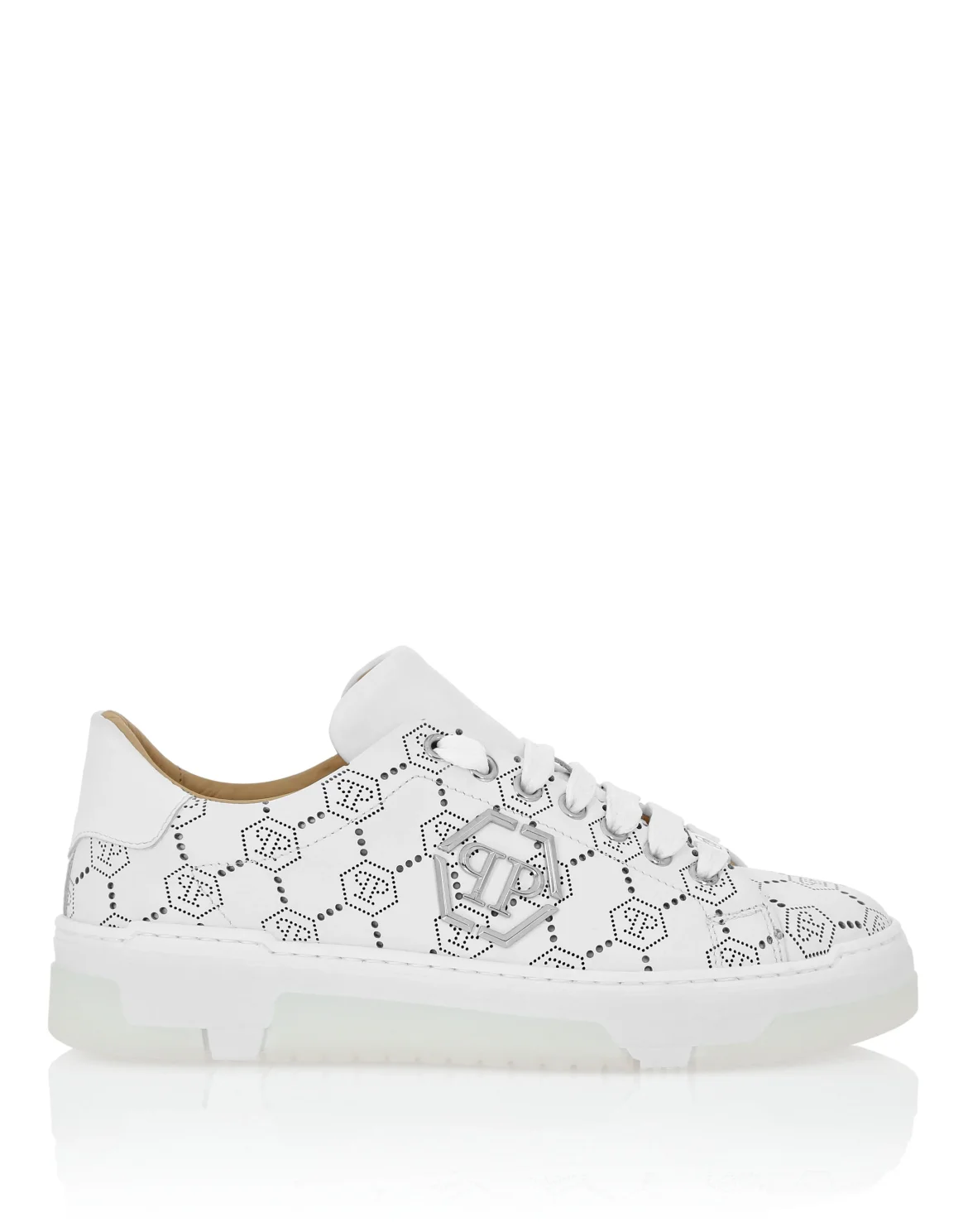 Low Top Leather Skeakers Matte Monogram, цвет: Белый