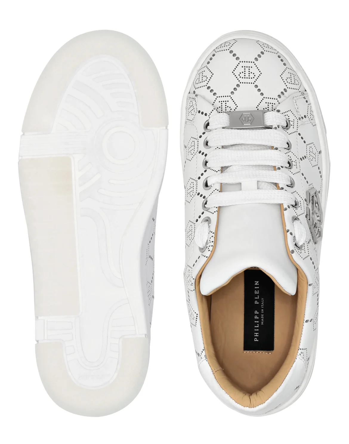 Low Top Leather Skeakers Matte Monogram, цвет: Белый