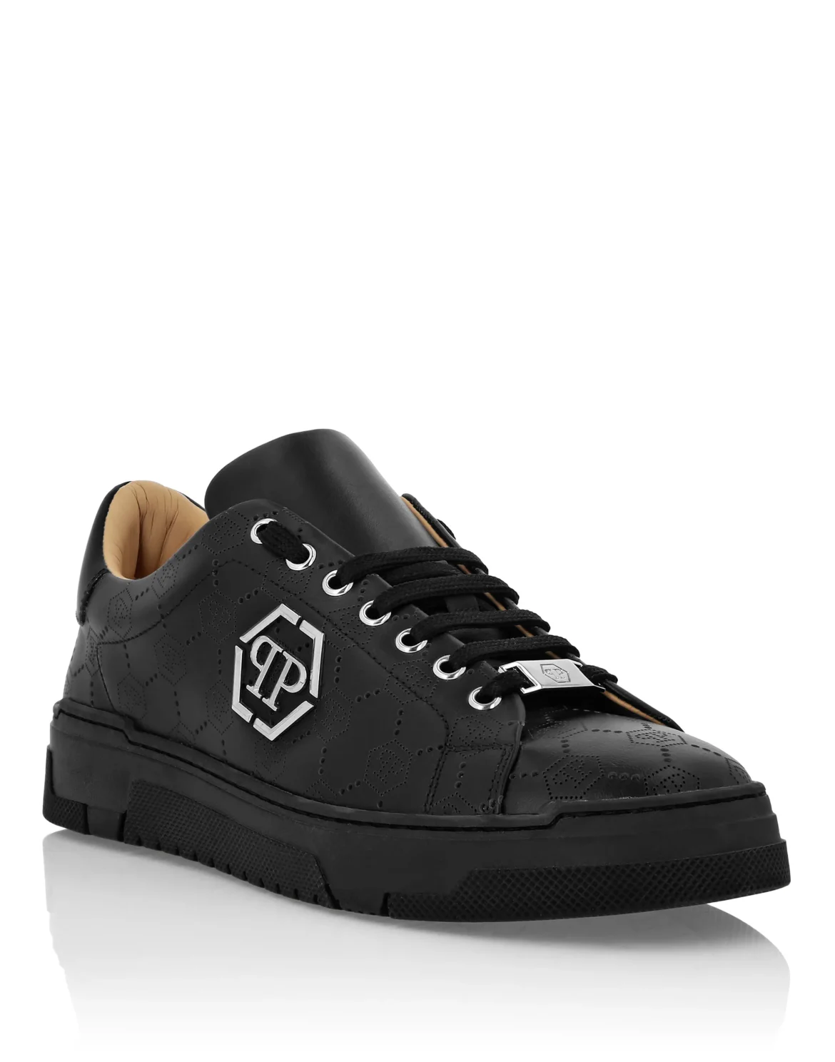 Low Top Leather Skeakers Matte Monogram, цвет: Черный
