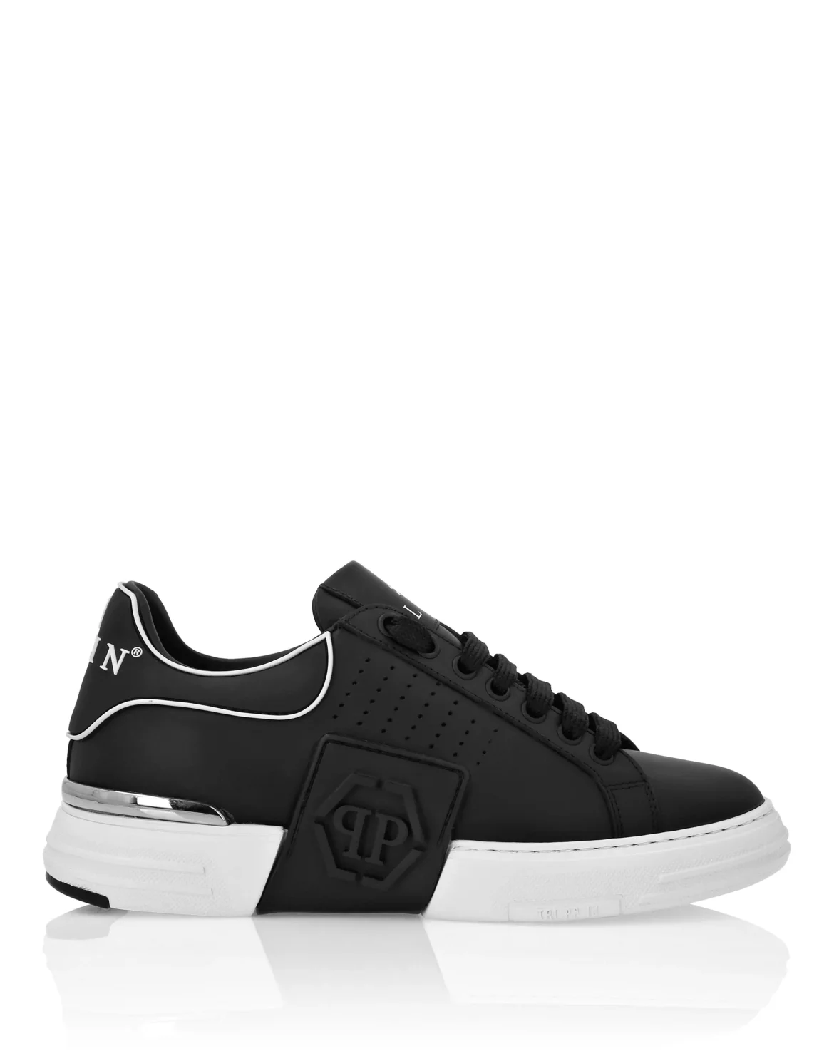 Nappa Leather Sneakers Low Top Hexagon, цвет: Черный