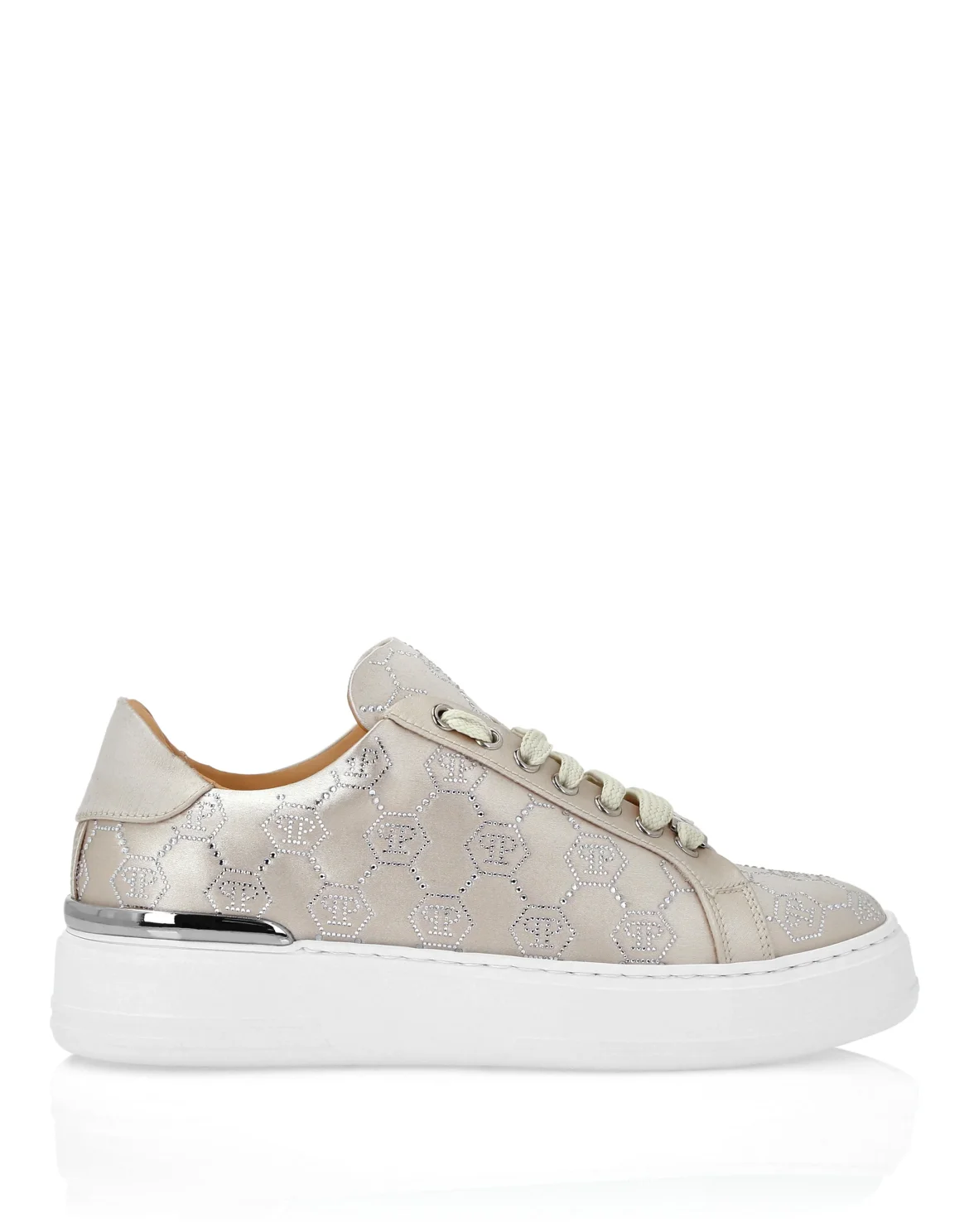 Satin Lo Top Sneakers Monogram Strass, цвет: Бежевый