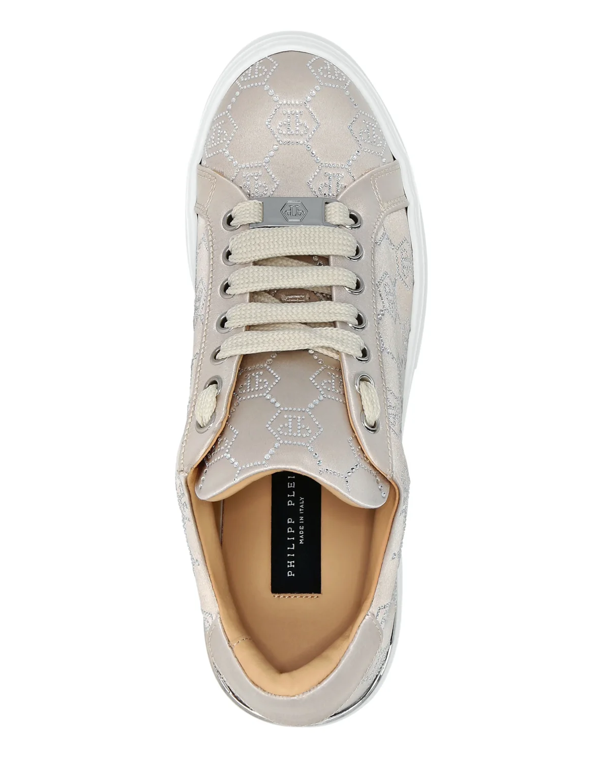Satin Lo Top Sneakers Monogram Strass, цвет: Бежевый