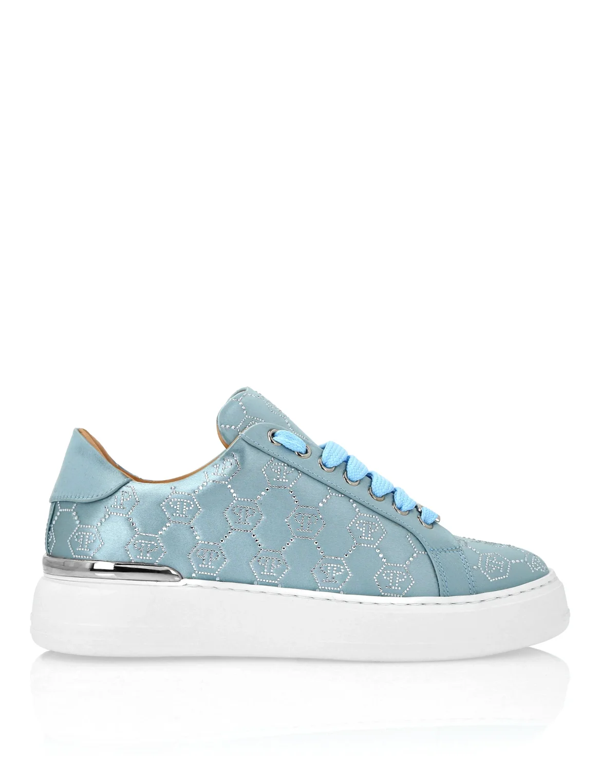 Satin Lo Top Sneakers Monogram Strass, цвет: Голубой