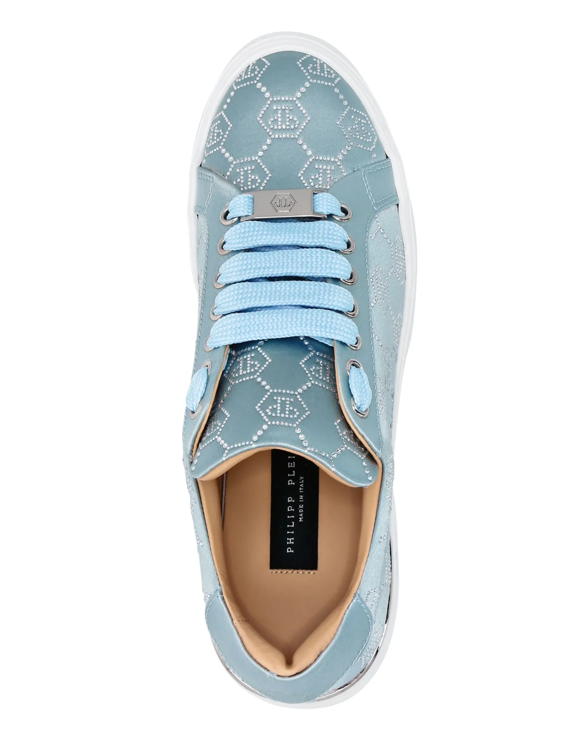 Satin Lo Top Sneakers Monogram Strass, цвет: Голубой