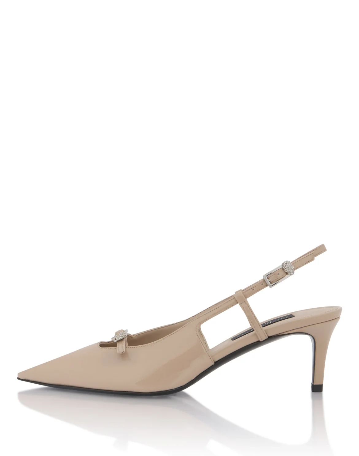 Patent Slingback Low Heels Buckle Skull, цвет: Розовый