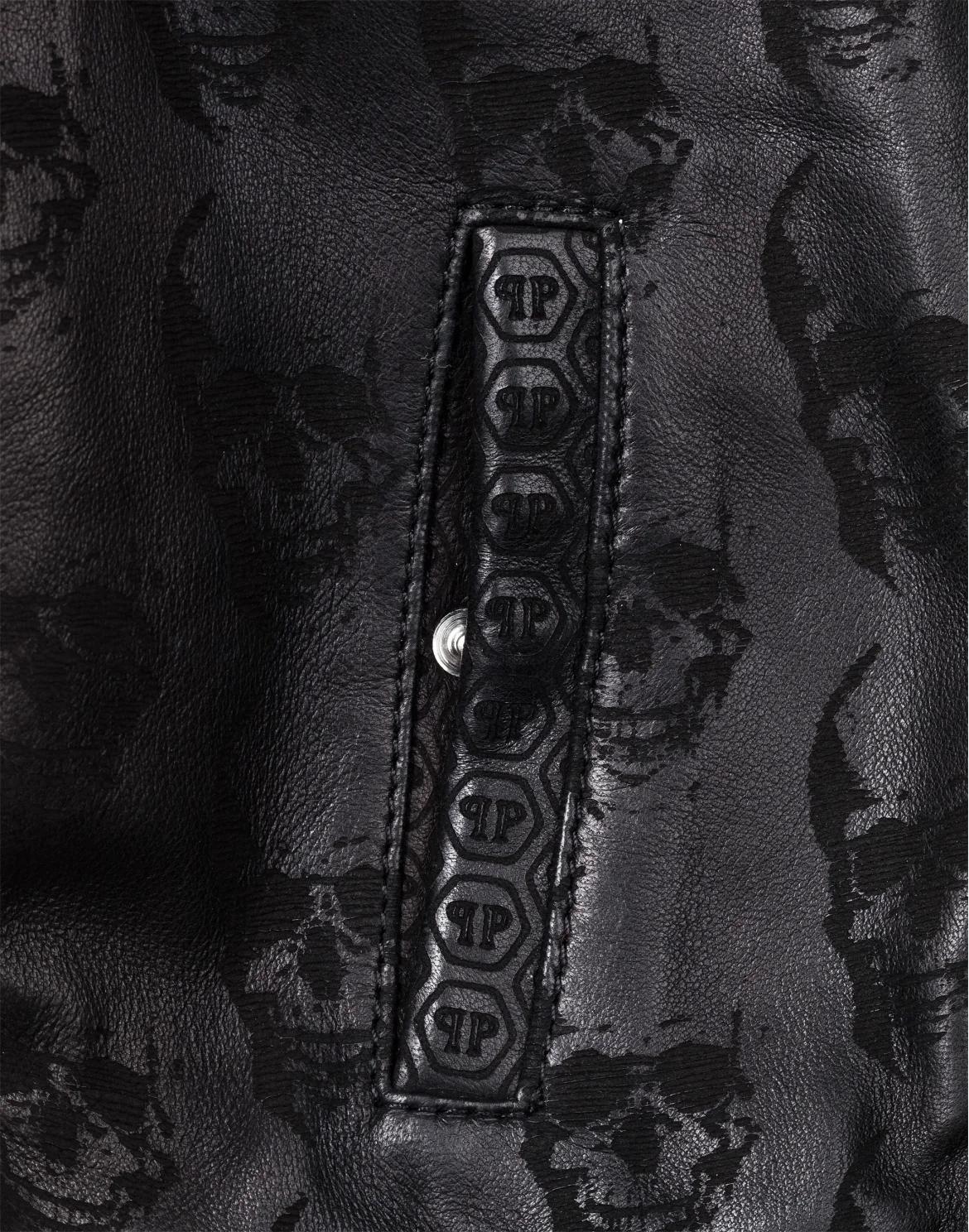 Leather Bomber "Embossed", цвет: Черный