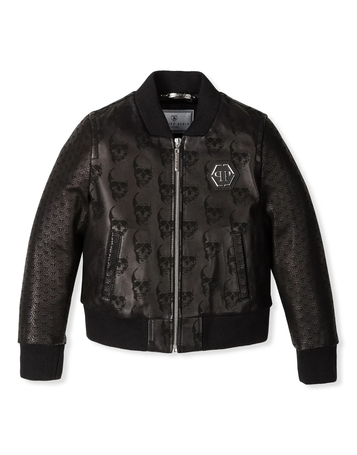 Leather Bomber "Embossed", цвет: Черный