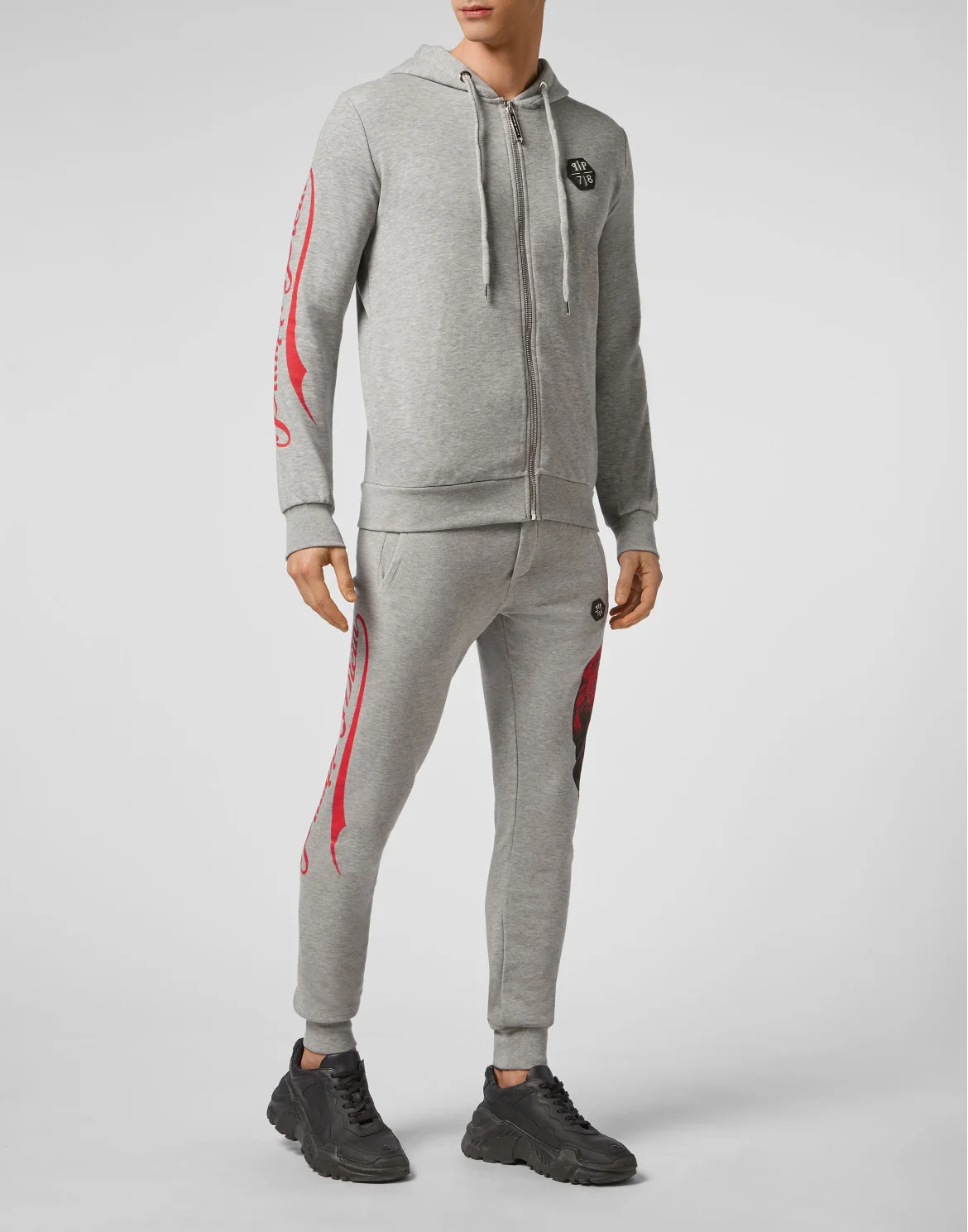 Hoodie Sweatjacket Allover skull, цвет: Серый